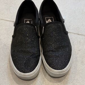 Vans Glittery Black Slip-On Sneakers